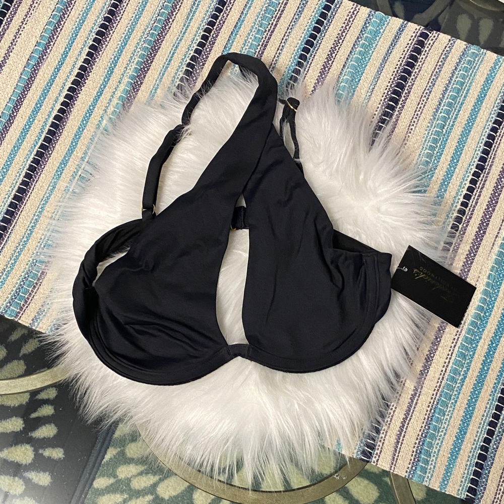 Frederick's of Hollywood small black Taormina one shoulder bikini top - Picture 8 of 12